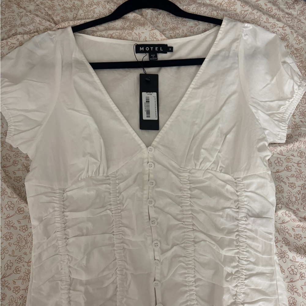 Motel Rocks Cream Ruched Blouse